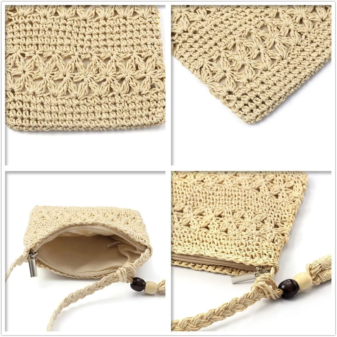 CHIC DIARY Small Straw Crossbody Bag Women Weave Rattan Shoulder Bag Beach Shoulder Purse with Tassel