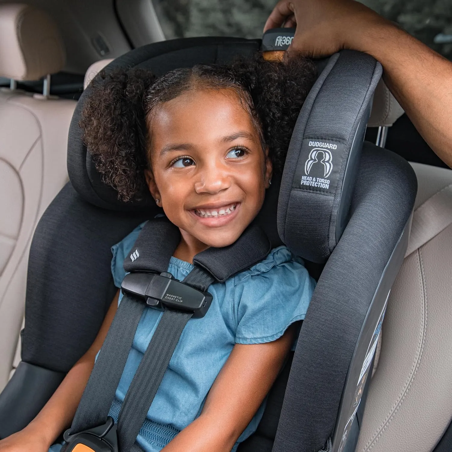 Chicco Fit360 ClearTex Rotating Convertible Car Seat with 360 Degree Rotation for Rear-Facing and Forward-Facing Usage, LeverLock Self-Tensioning Lock System | Slate/Grey