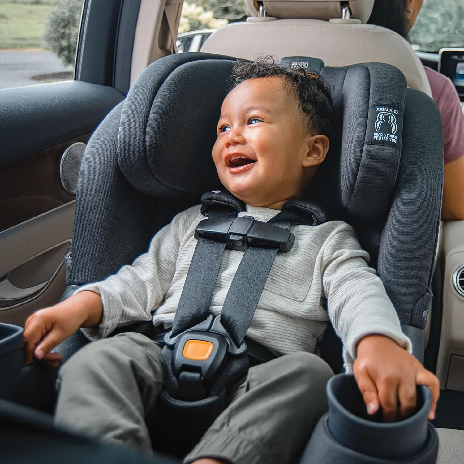 Chicco Fit360 ClearTex Rotating Convertible Car Seat with 360 Degree Rotation for Rear-Facing and Forward-Facing Usage, LeverLock Self-Tensioning Lock System | Slate/Grey