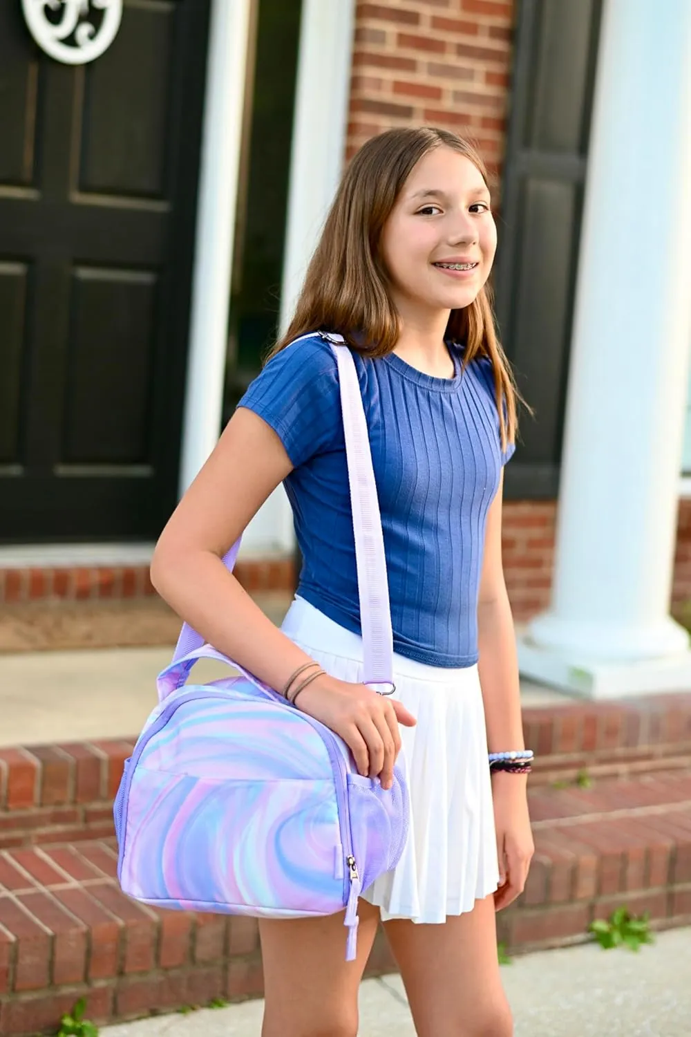 Choco Mocha Teal Lunch Bag for Girls, Insulated Lunch Bag for Middle School Girls, Green Preppy Lunch Box for Teen Girls