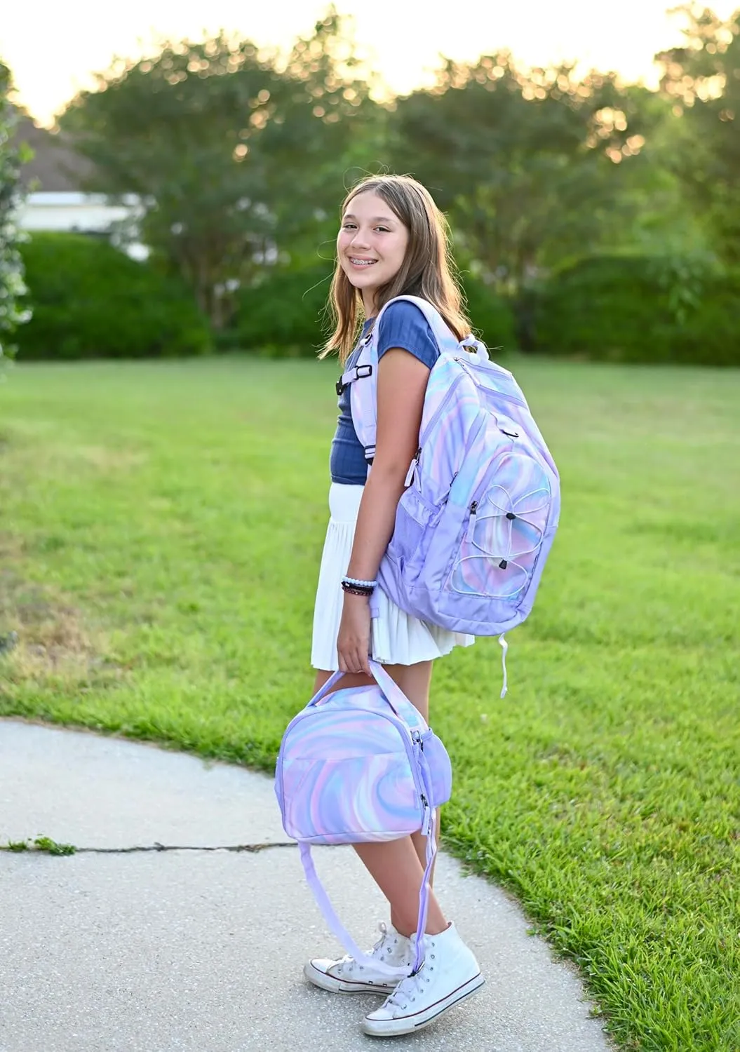 Choco Mocha Teal Lunch Bag for Girls, Insulated Lunch Bag for Middle School Girls, Green Preppy Lunch Box for Teen Girls