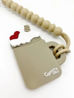 Chocolate Milkshake Teether & Pacifier Clip - Safe & Stimulating Baby Teething Toy
