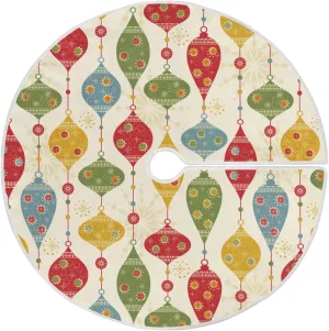 Christmas Tree Skirt Retro Christmas Ball Home Decor Holiday Vintage RoundTree Mat 48" Party Tree Decoration Ornament Wedding Birthday Office IndoorOutdoor Table Top