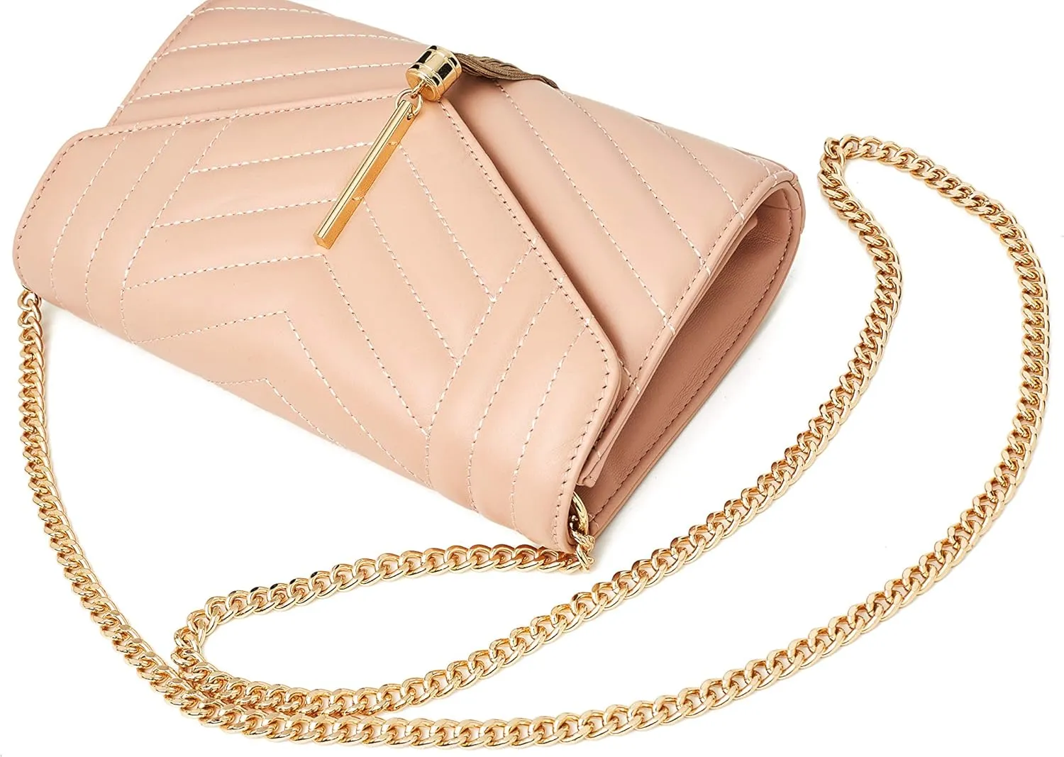 Chrysansmile Clutch Purses for Women Genuine Leather Crossbody Bags Fashion Quilted Womens Handbags with Chain