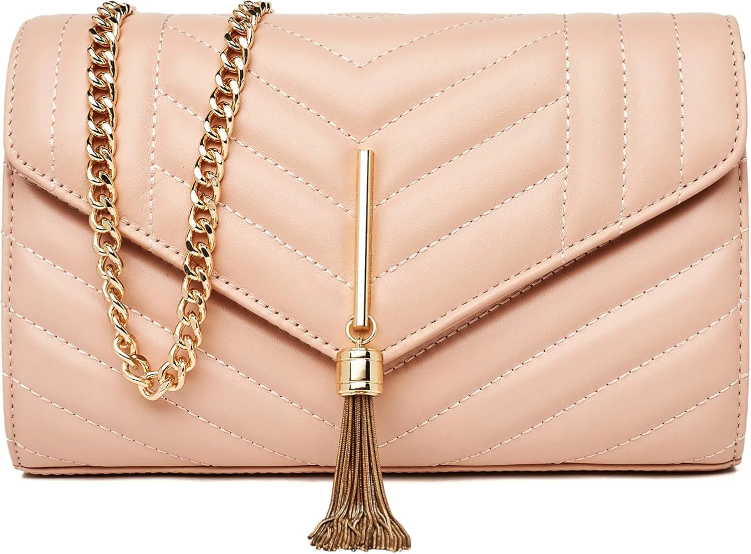 Chrysansmile Clutch Purses for Women Genuine Leather Crossbody Bags Fashion Quilted Womens Handbags with Chain