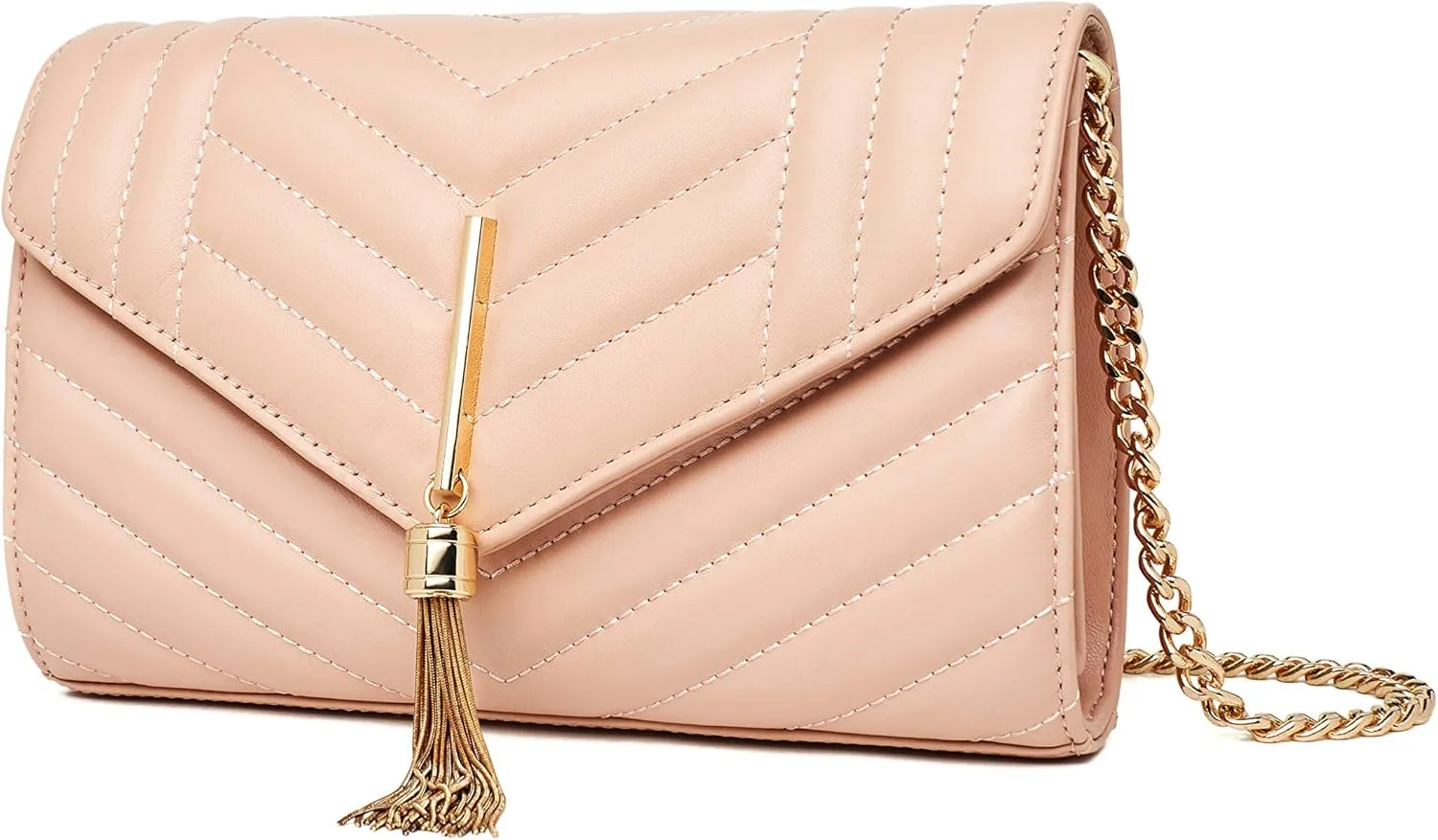 Chrysansmile Clutch Purses for Women Genuine Leather Crossbody Bags Fashion Quilted Womens Handbags with Chain