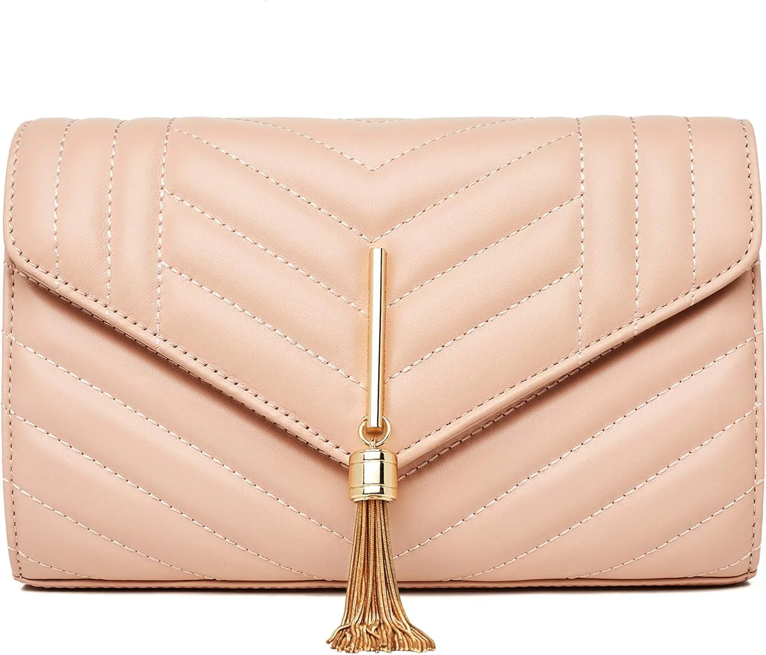 Chrysansmile Clutch Purses for Women Genuine Leather Crossbody Bags Fashion Quilted Womens Handbags with Chain