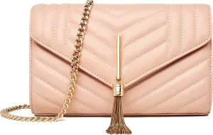 Chrysansmile Clutch Purses for Women Genuine Leather Crossbody Bags Fashion Quilted Womens Handbags with Chain