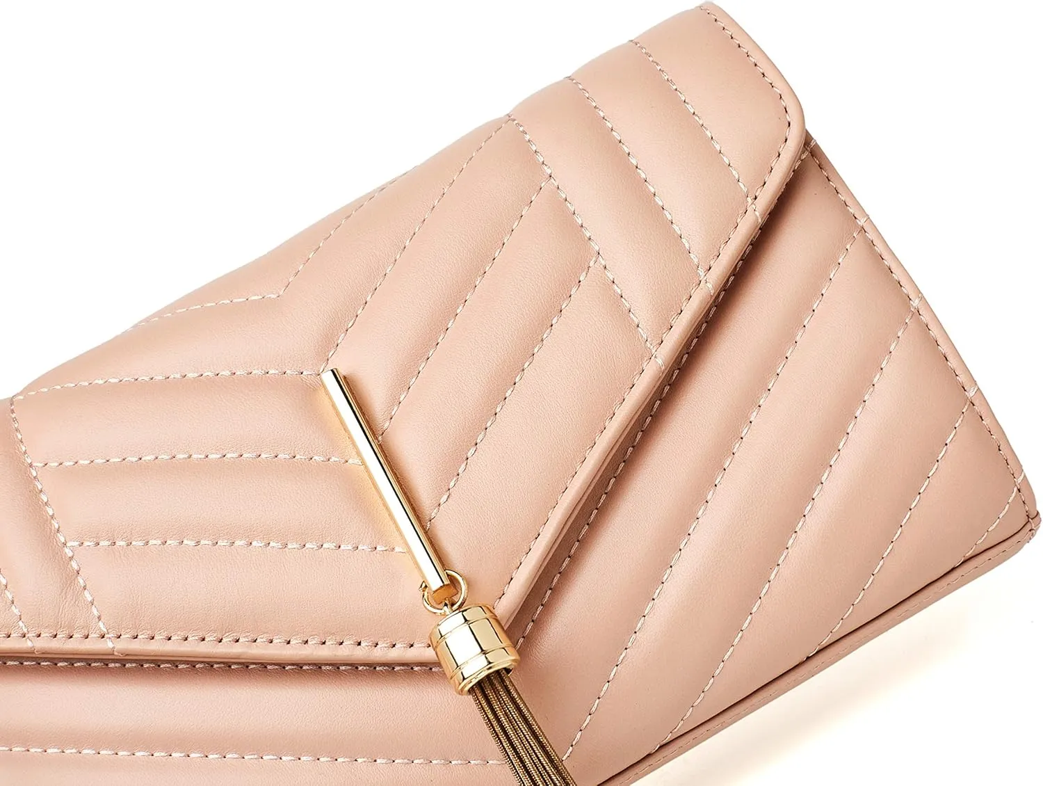 Chrysansmile Clutch Purses for Women Genuine Leather Crossbody Bags Fashion Quilted Womens Handbags with Chain