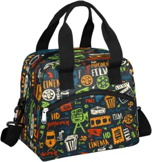 Cinema Cute Work Insulated Lunch Bag Leakproof Thermal Meal Tote With Adjustable Shoulder Strap Reusable Lunch Box For Women and Men