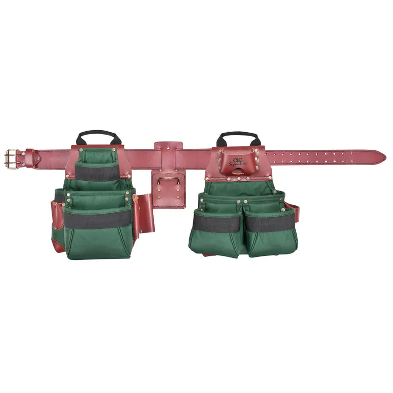 CLC Signature Elite Pro 17 pocket Ballistic Nylon Framers Combo Tool Belt 54 in. L Green L 29 in. 42