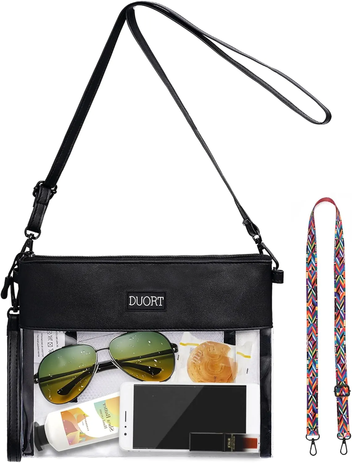 Clear Bag Stadium Approved, TPU Clear Purses Inside Pocket，Crossbody Bag Adjustable Strap for Concert，Sporting Events