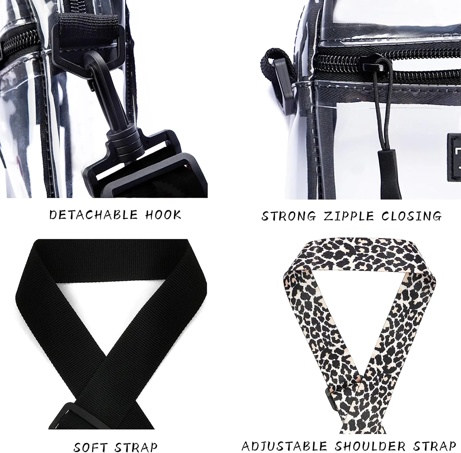 Clear Bag Stadium Approved, TPU Clear Purses Inside Pocket，Crossbody Bag Adjustable Strap for Concert，Sporting Events