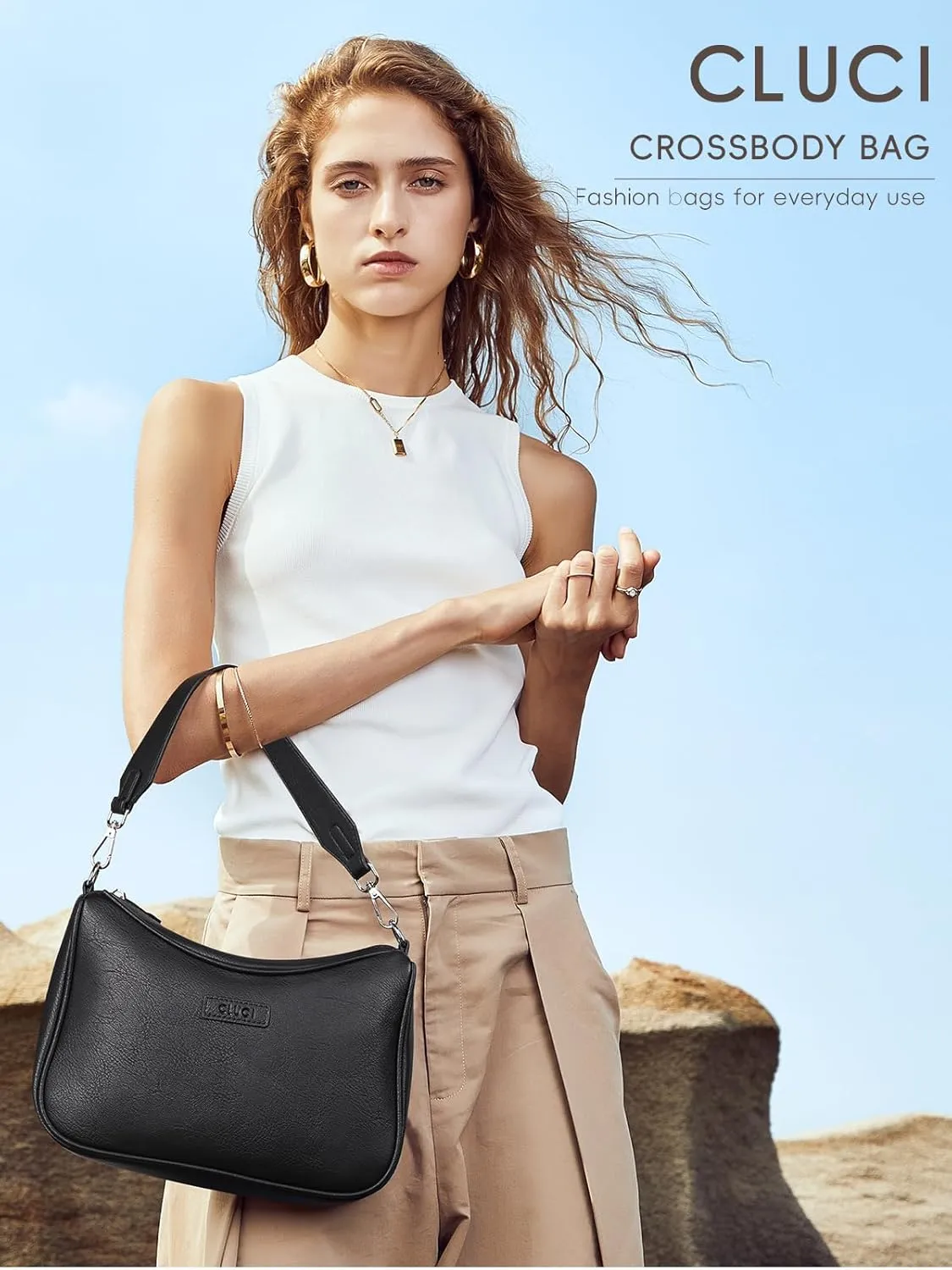 CLUCI Small Crossbody Purses for Women Vegan Leather Crossbody Bags Trendy Shoulder Handbags with 2 Wide Strap