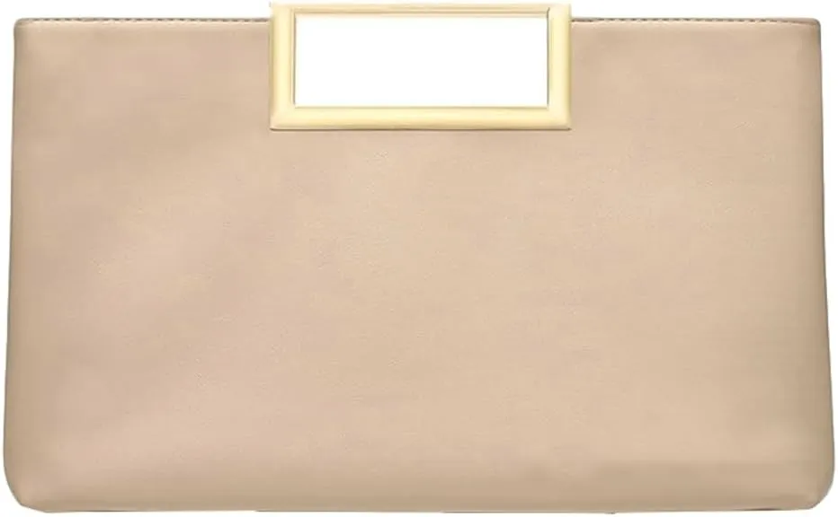 Clutch Purse for Women Trendy Nude Clutch Purse PU Leather Evening Bag Formal Envelope Handbag Tote Bag for Wedding Cocktail
