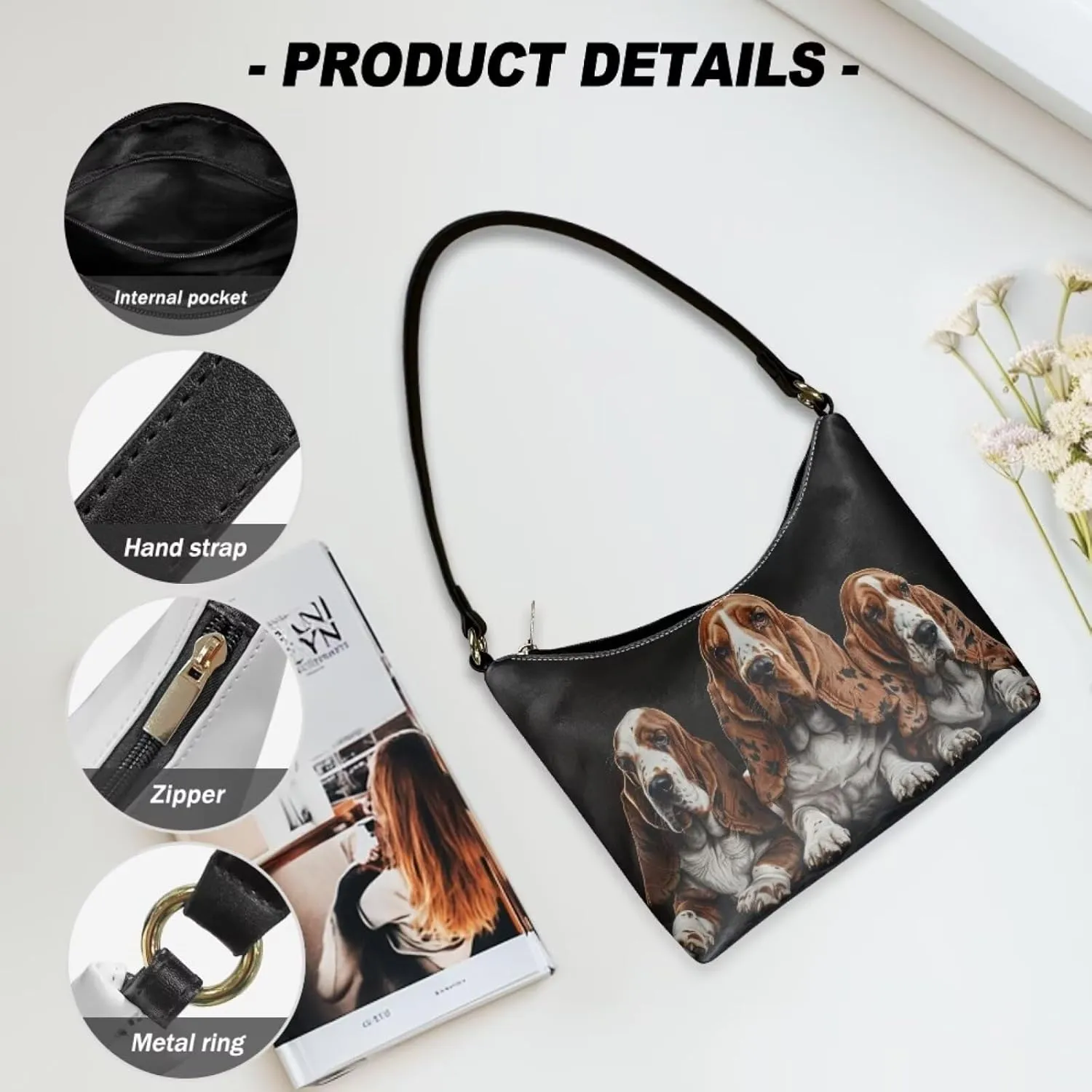 Clutch Tote Handbags Leather Shoulder Purses for Women Lady Crescent Underarm Purse with Inner Pocket