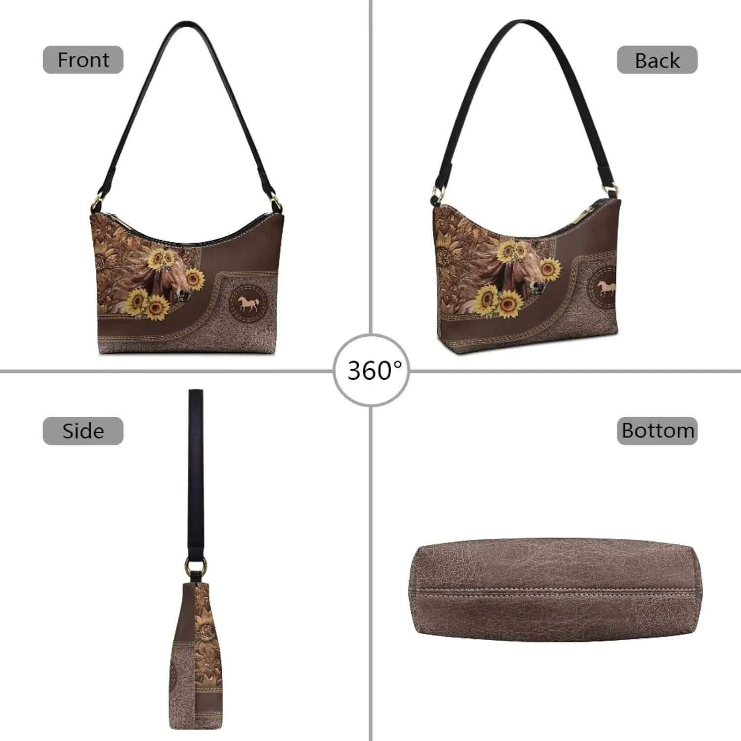 Clutch Tote Handbags Leather Shoulder Purses for Women Lady Crescent Underarm Purse with Inner Pocket