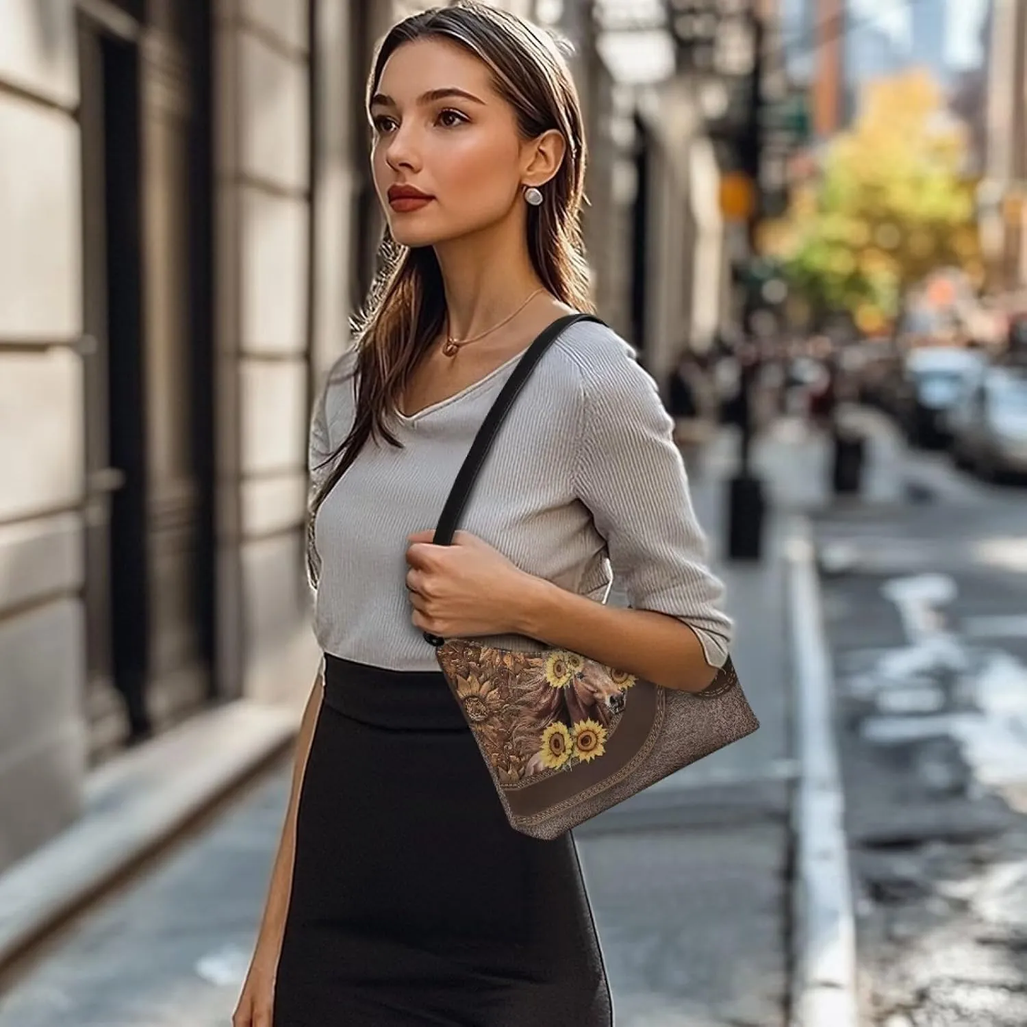 Clutch Tote Handbags Leather Shoulder Purses for Women Lady Crescent Underarm Purse with Inner Pocket
