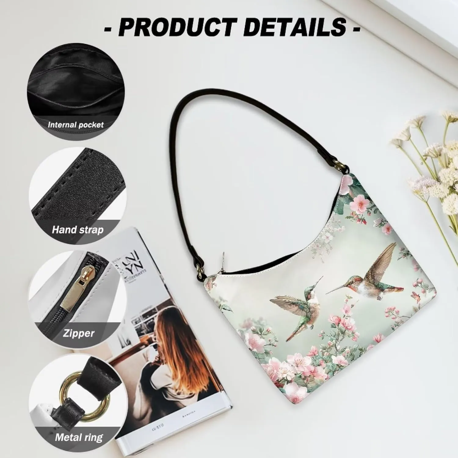 Clutch Tote Handbags Leather Shoulder Purses for Women Lady Crescent Underarm Purse with Inner Pocket