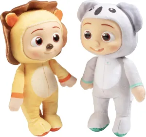 CoComelon 8-Inch JJ Lion & Koala Plush 2-Pack - Officially Licensed Soft & Squishy Stuffed Animal Doll Toys - Gift for Kids, Boys, Girls, Toddlers, Preschoolers - Ages 1-3 - Set of 2