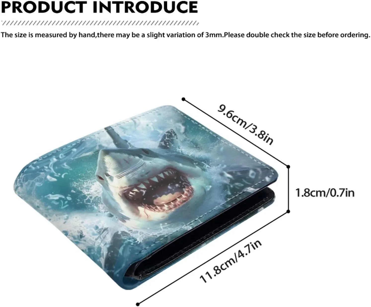 Coldinair 3D Shark Leather Wallet for Teen Boys Kids Purse Wallets Leather Kids Boys Bifold Wallet Credit Card Cash Id Holder Cool Slim Bifold Small Coin Purses,Waterproof