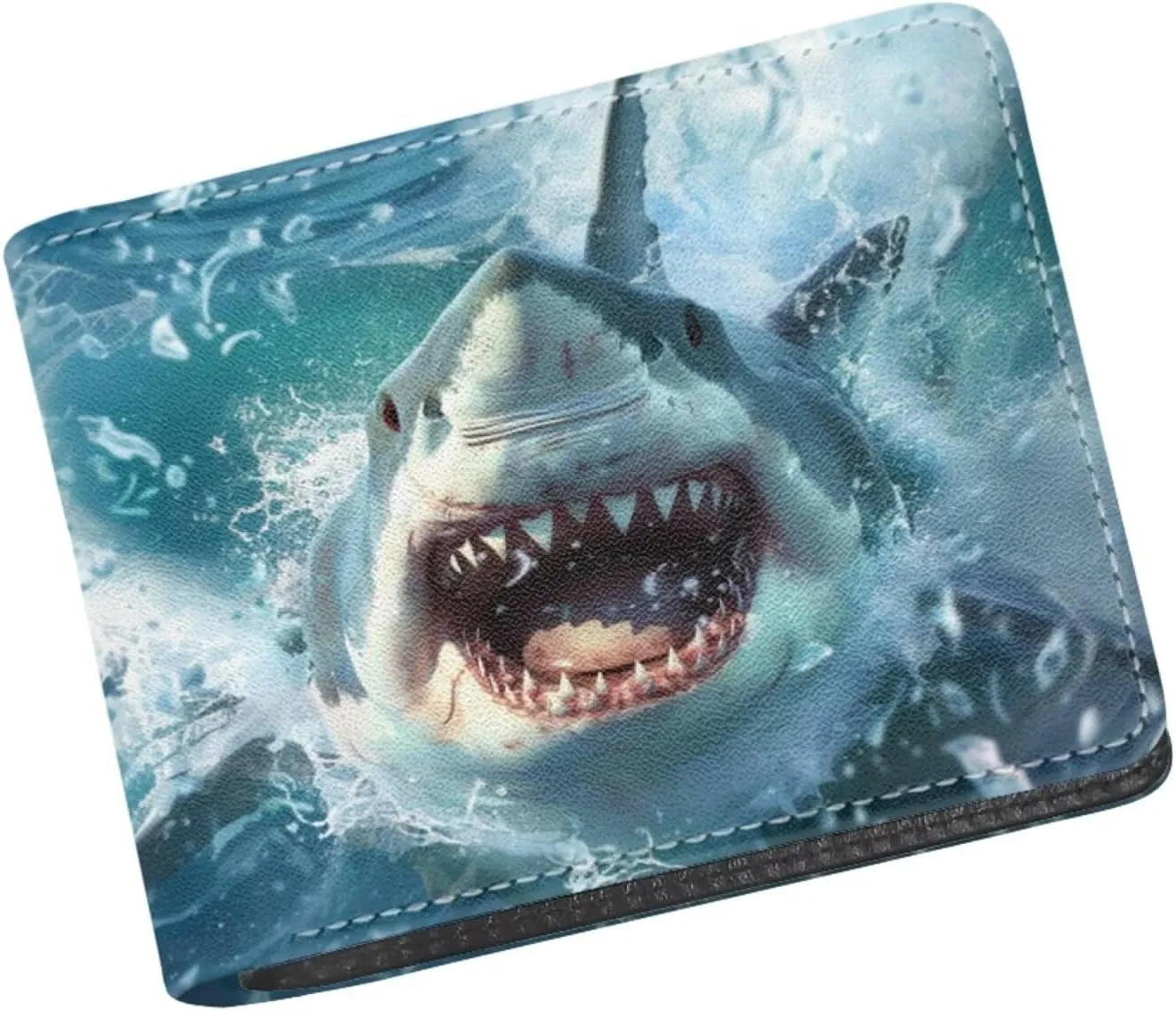 Coldinair 3D Shark Leather Wallet for Teen Boys Kids Purse Wallets Leather Kids Boys Bifold Wallet Credit Card Cash Id Holder Cool Slim Bifold Small Coin Purses,Waterproof