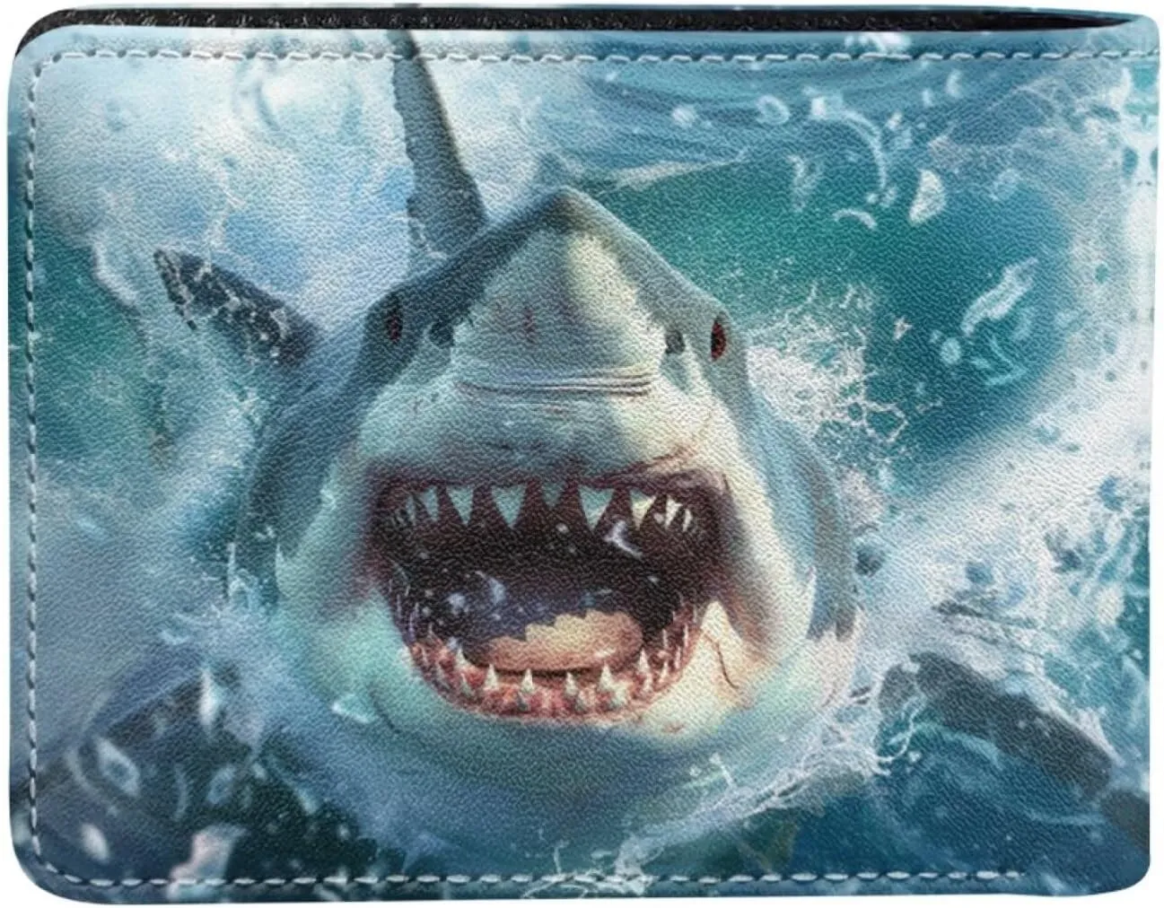Coldinair 3D Shark Leather Wallet for Teen Boys Kids Purse Wallets Leather Kids Boys Bifold Wallet Credit Card Cash Id Holder Cool Slim Bifold Small Coin Purses,Waterproof