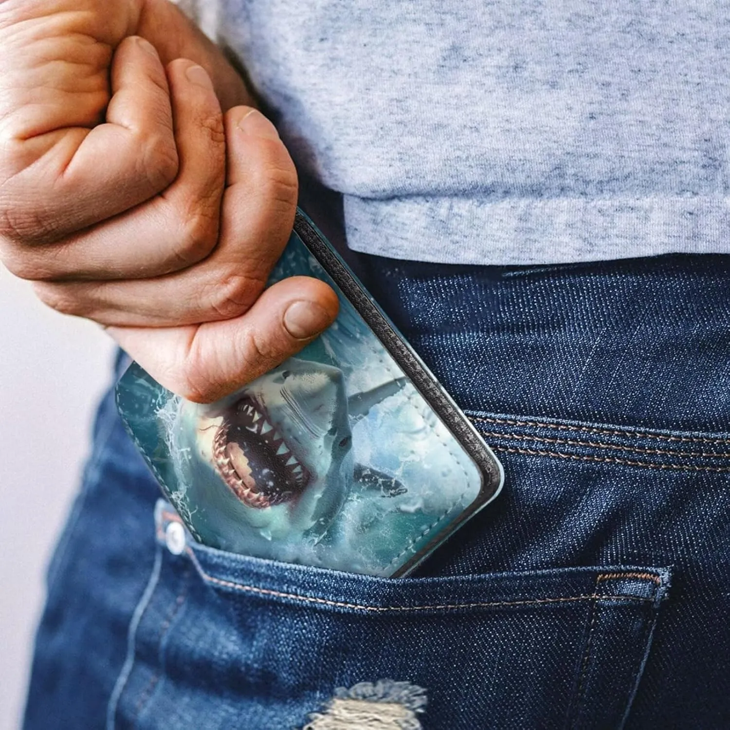 Coldinair 3D Shark Leather Wallet for Teen Boys Kids Purse Wallets Leather Kids Boys Bifold Wallet Credit Card Cash Id Holder Cool Slim Bifold Small Coin Purses,Waterproof