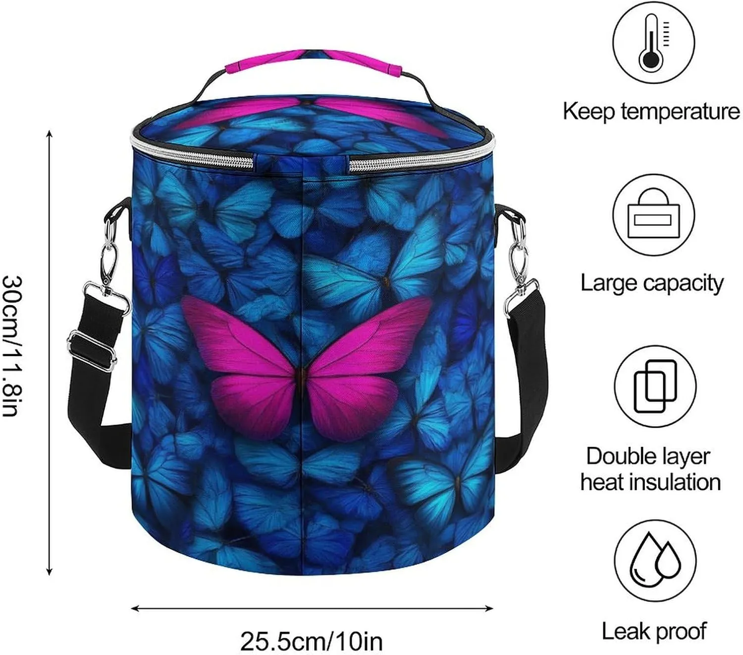 Collapsible Red And Blue Butterfly Insulated Backpack Cooler for Adults, Leak Proof Insulated Cooling Bag for Hiking Picnic Lunch Camping