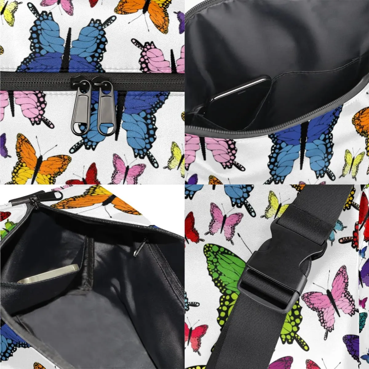 Colored Butterflies Small Gym Bag for Men Women Workout Sport Duffle Bag Waterproof Weekender Overnight Bag