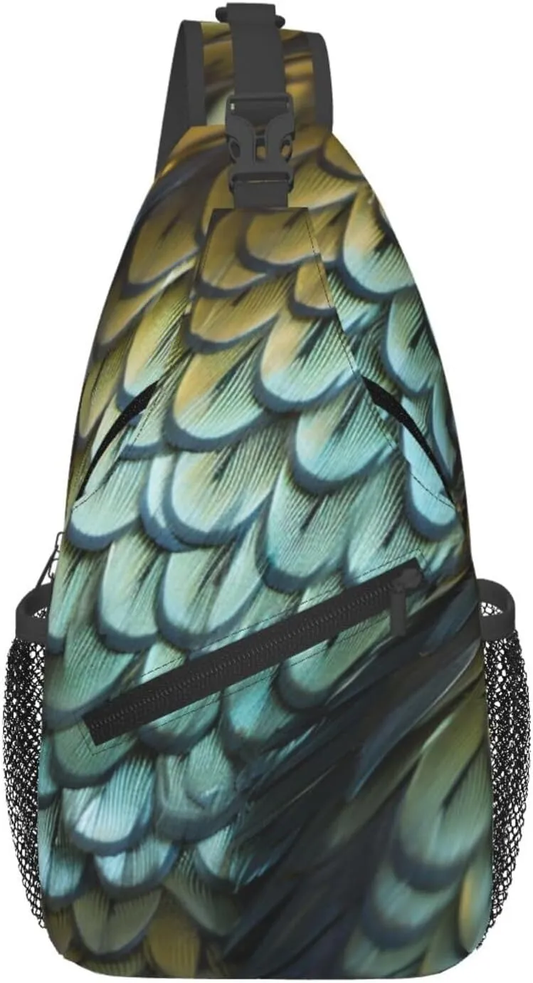 Colored Fish Scale Men'S Casual Chest Crossbody Bag, Lightweight Durable Shoulder Sling Pack For Daily Use, Travel, And Outdoor.
