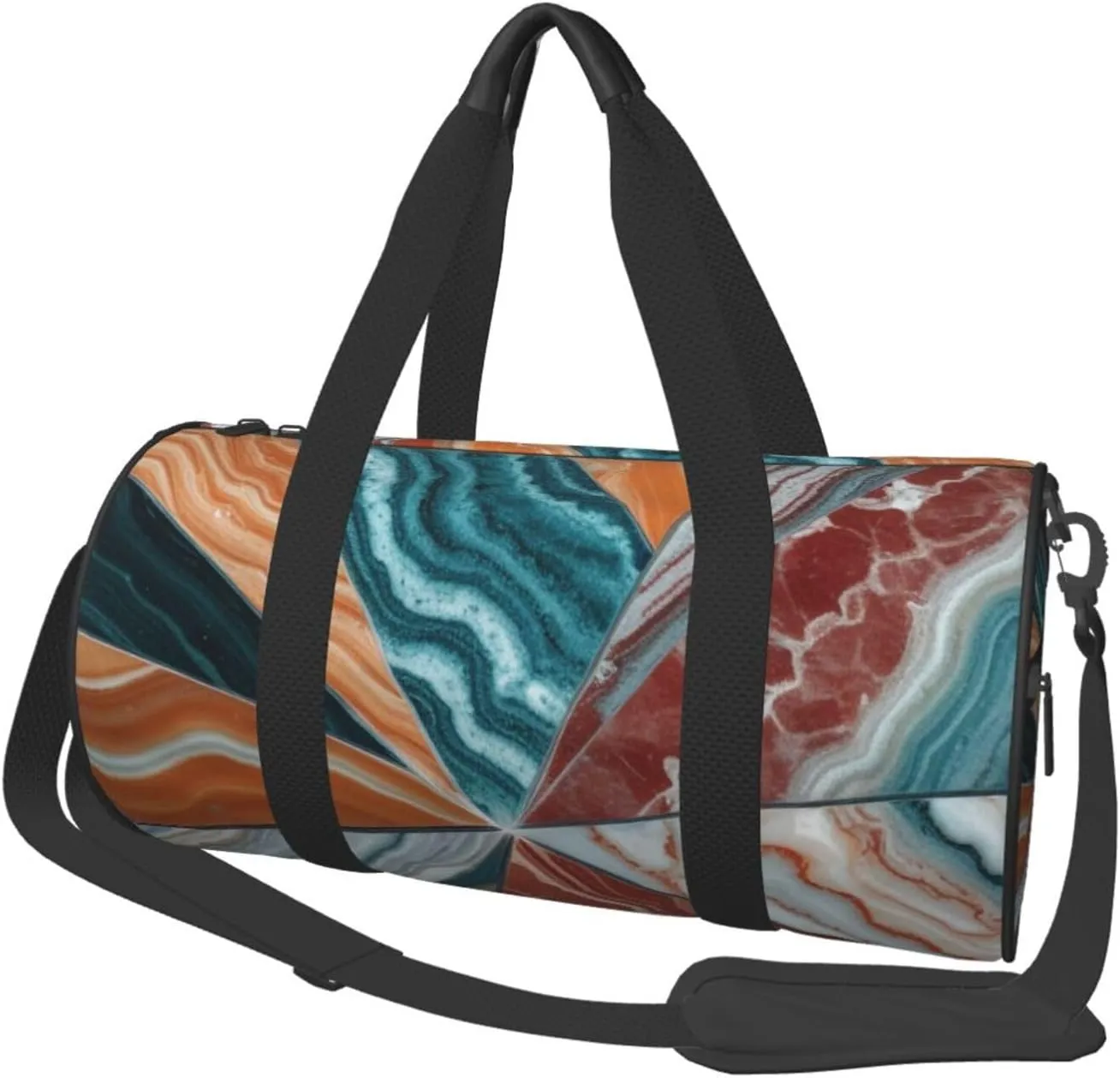 Colored marble Printed Travel Bag,Round Personal Item Storage bag,Foldie Duffel Bag for Traveling Vacation,Fitness,Sports