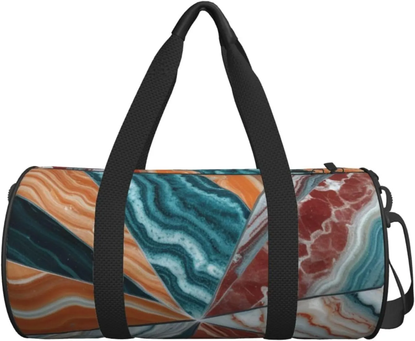 Colored marble Printed Travel Bag,Round Personal Item Storage bag,Foldie Duffel Bag for Traveling Vacation,Fitness,Sports
