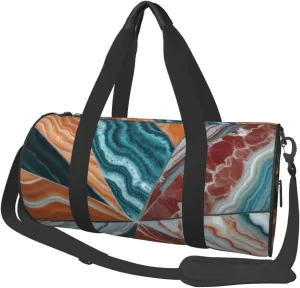 Colored marble Printed Travel Bag,Round Personal Item Storage bag,Foldie Duffel Bag for Traveling Vacation,Fitness,Sports