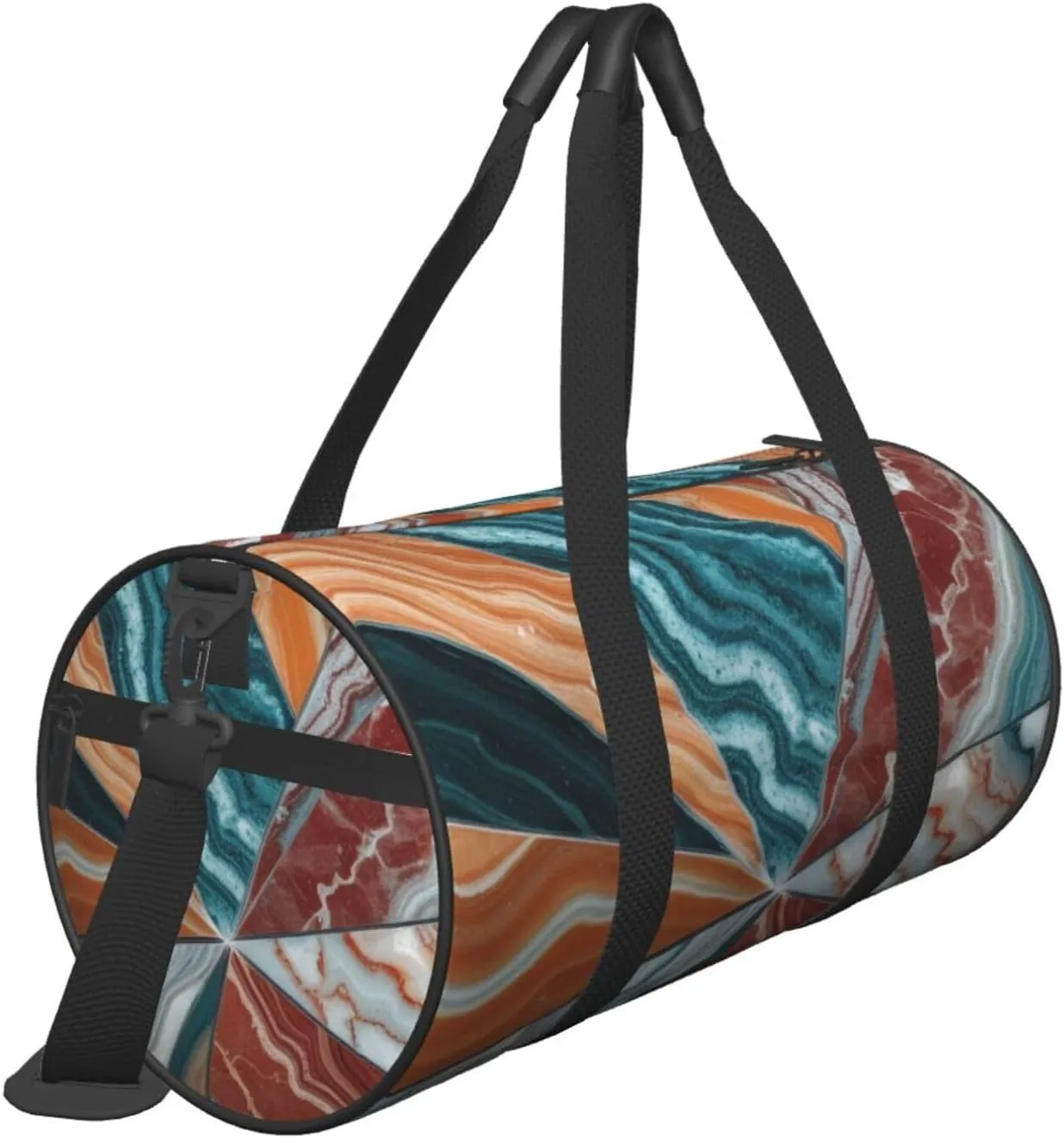 Colored marble Printed Travel Bag,Round Personal Item Storage bag,Foldie Duffel Bag for Traveling Vacation,Fitness,Sports