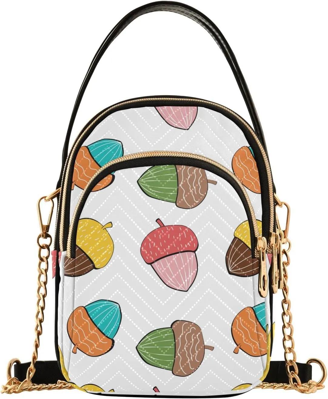 Colored Pine Cones Design Crossbody Bags Shoulder Bag for Women Stylish Ladies Messenger Bags Cell Phone Purse and Handbags Wallet