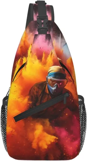 Colored Powder Explosion Print Cross Chest Bag Diagonally Crossbody Shoulder Casual Fashion Travel Bag,Hiking Daypack