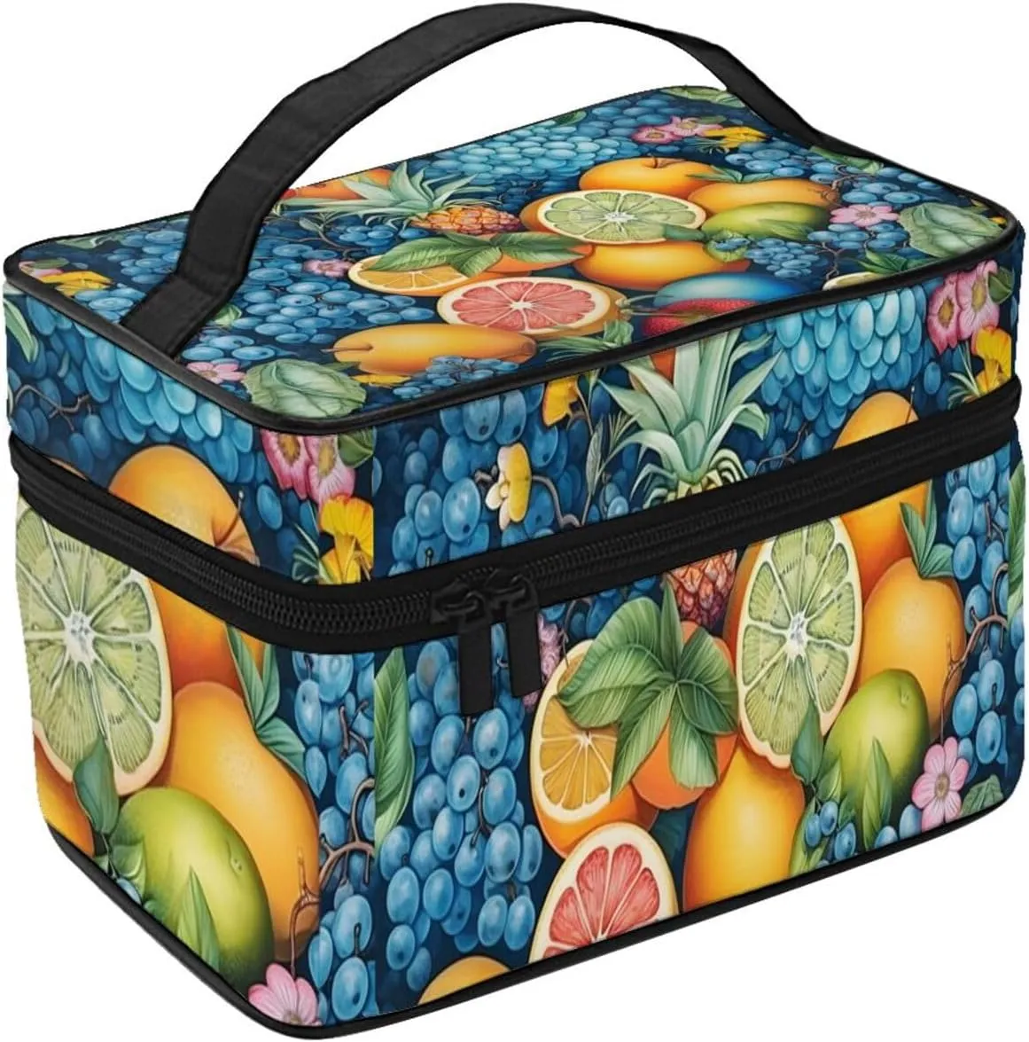Colorful Fruits Makeup Bag for Women Travel Cosmetic Bag Large Makeup Case Portable Toiletry Skincare Organizer Bag