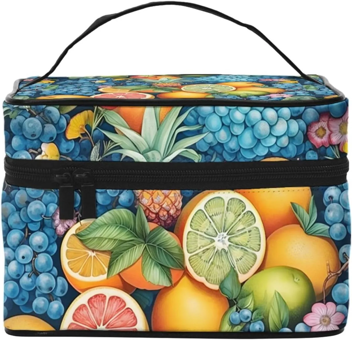 Colorful Fruits Makeup Bag for Women Travel Cosmetic Bag Large Makeup Case Portable Toiletry Skincare Organizer Bag