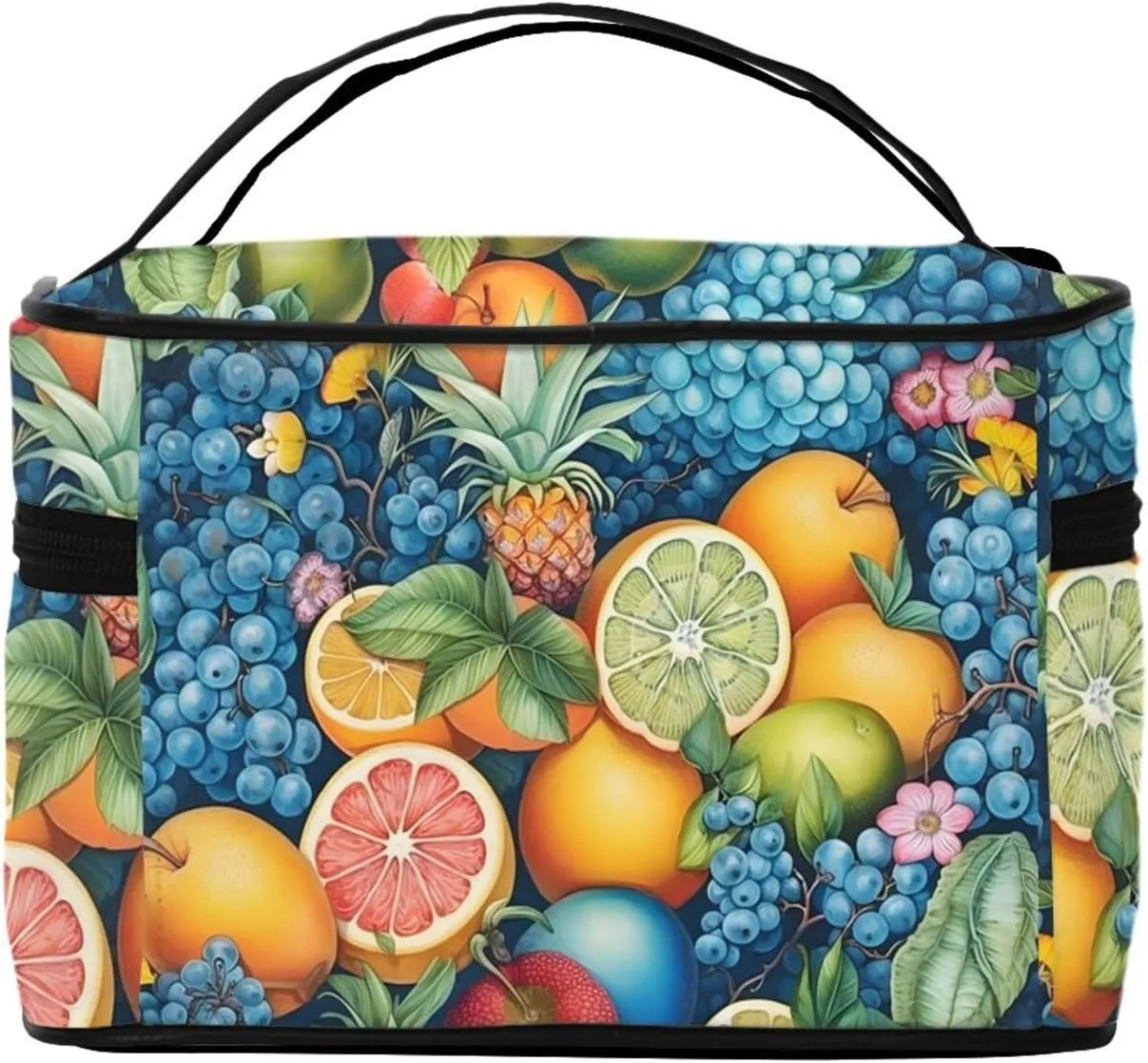 Colorful Fruits Makeup Bag for Women Travel Cosmetic Bag Large Makeup Case Portable Toiletry Skincare Organizer Bag