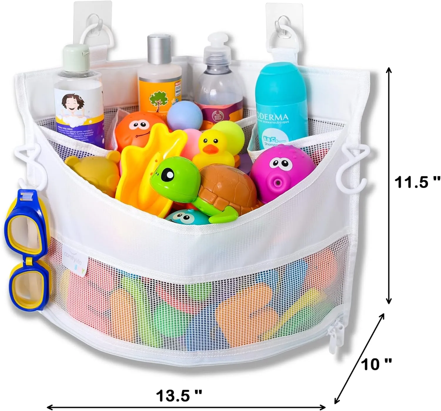 Comfylife Mesh Bath Toy Holder Organizer – The Perfect Corner Bathtub Toy Storage & Bathroom or Shower Caddy – This Multi-use Net Bag Makes Baby Bath Toy Storage Easy – For Kids & Toddlers