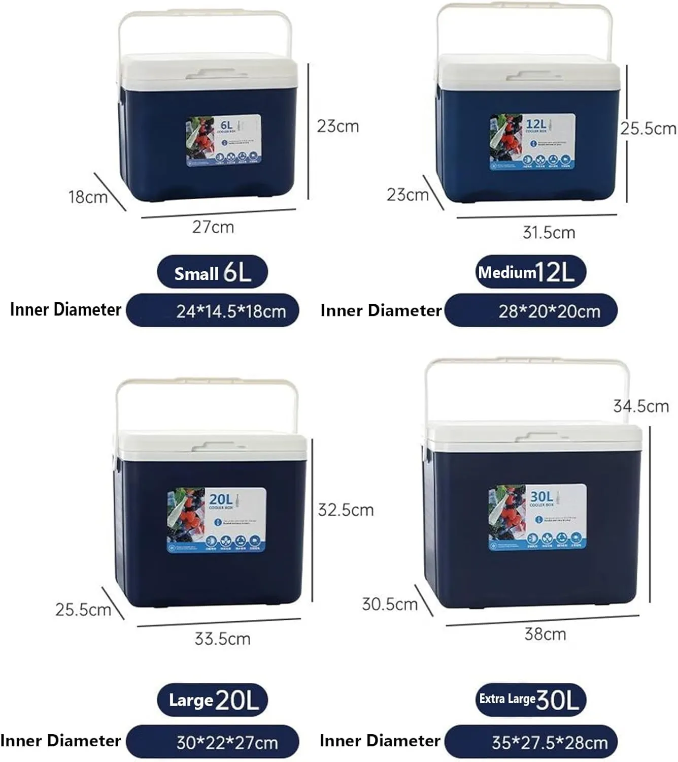 Cooler for Suzuki Cappuccino/Cervo/Concept/Kizashi/Liana/Samurai Insulated Hard Ice Box Large High-Performance Storage Box Portable Cool Picnic Box Festival Camping,C-33.5 * 25.5 * 32.5cm