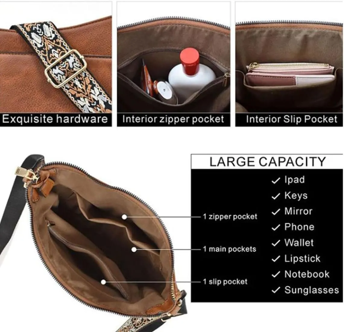 Cornfloweri Women's Versatile Leather Crossbody Bag, Handmade Adjustable Colorful Straps Crossbody Leather Bags & Purse (White)