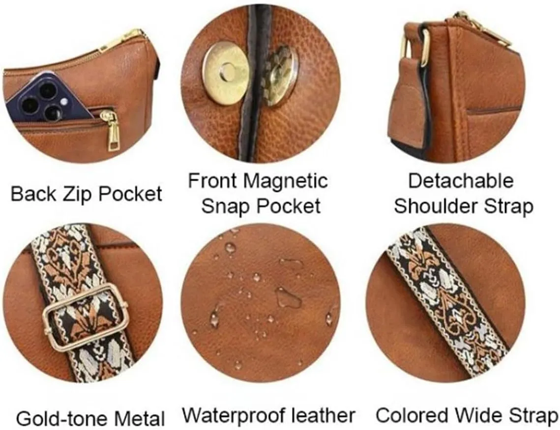 Cornfloweri Women's Versatile Leather Crossbody Bag, Handmade Adjustable Colorful Straps Crossbody Leather Bags & Purse (White)
