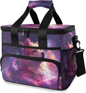 Cosmic Doge Galaxy Cooler Bag Insulated Cooler Soft Sided Cooler 24 Can Portable Picnic Bag Large Leakproof Lunch Bag Box for Beach Grocery Camping Travel Car Men Women