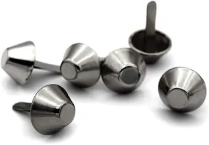 CRAFTMEMORE Cone Brads Purse Feet Handbag Flat Nailheads Spike Prong Studs Avail in Multiple Sizes 100 PCS (15 mm (≈5/8"), Gunmetal)