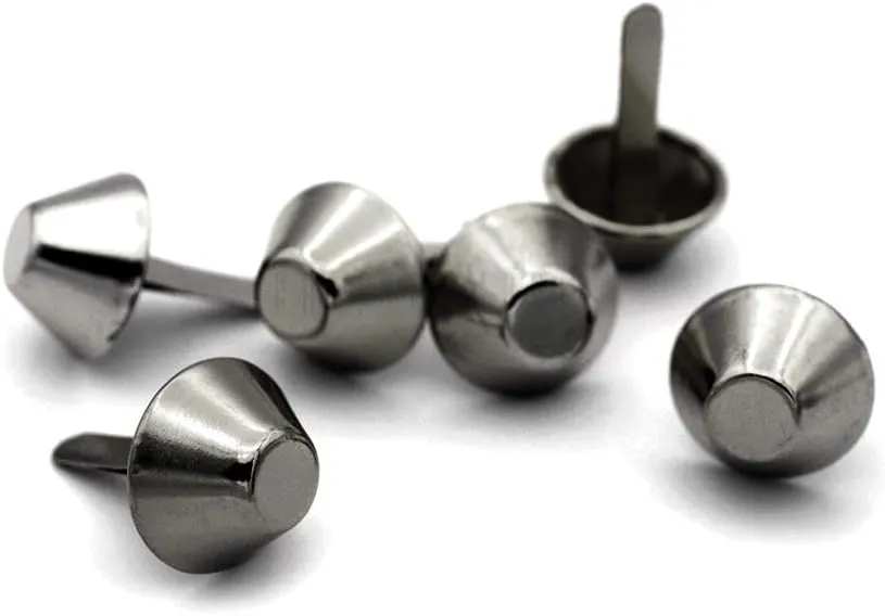 CRAFTMEMORE Cone Brads Purse Feet Handbag Flat Nailheads Spike Prong Studs Avail in Multiple Sizes 100 PCS (15 mm (≈5/8"), Gunmetal)