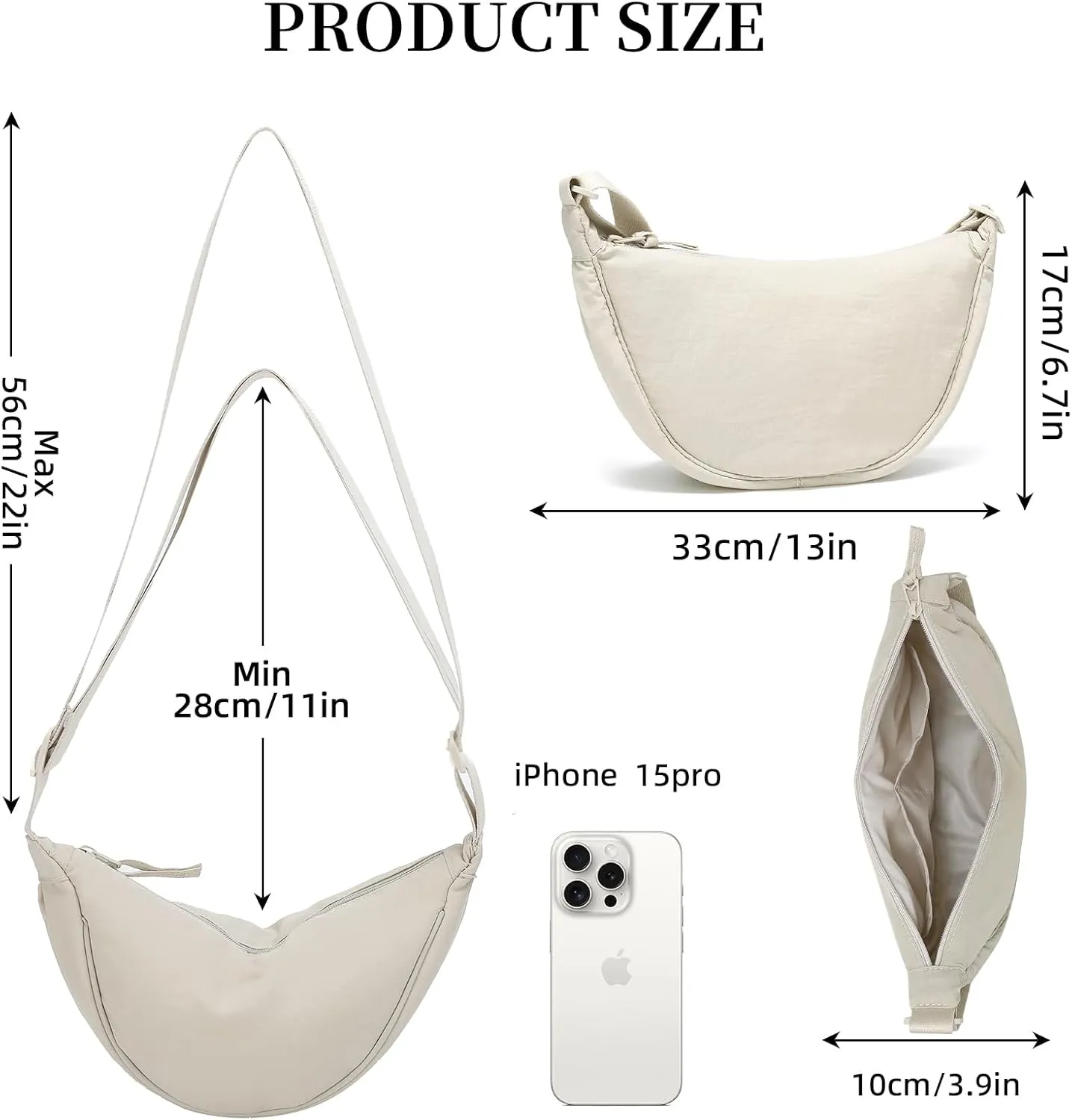 Crescent Bag Nylon Crossbody Bags for Women Men Trendy Lightweight Small Sling Bag Shoulder Purses Dumpling Bag