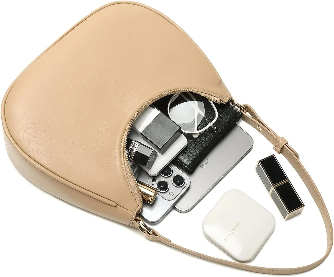 Crescent Shoulder Bags for Women Cute Hobo Tote Handbag Under the Arm Purses Mini Clutch Purse with Zipper Closure