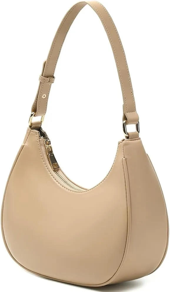 Crescent Shoulder Bags for Women Cute Hobo Tote Handbag Under the Arm Purses Mini Clutch Purse with Zipper Closure